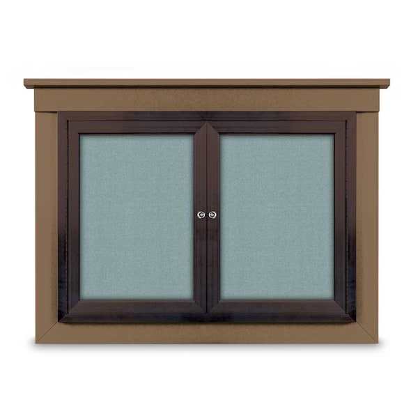 18"x24" 1-Door Enclosed Letterboard, Header, Grey Vinyl/Walnut
